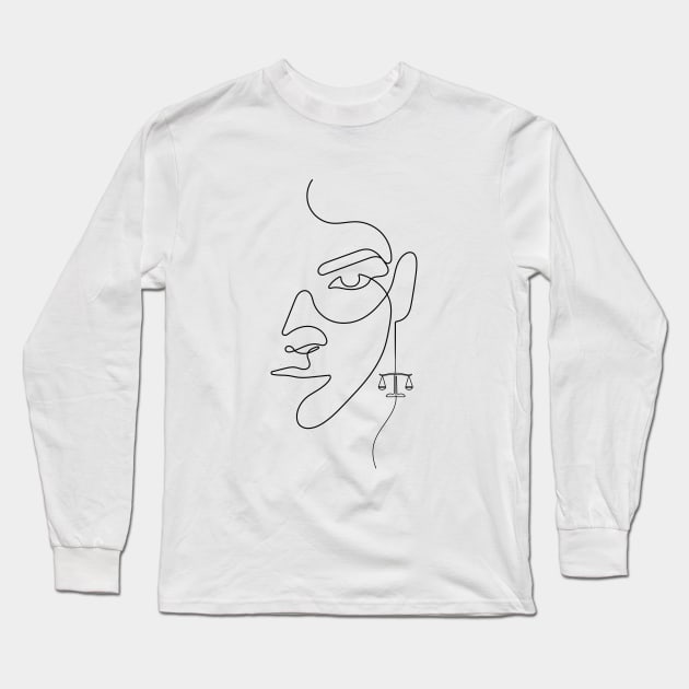She's a Libra | One Line Drawing | One Line Art | Minimal | Minimalist Long Sleeve T-Shirt by One Line Artist